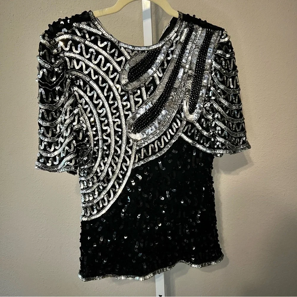 LAURENCE KAZAR Sequined Blouse - Picture 1 of 5